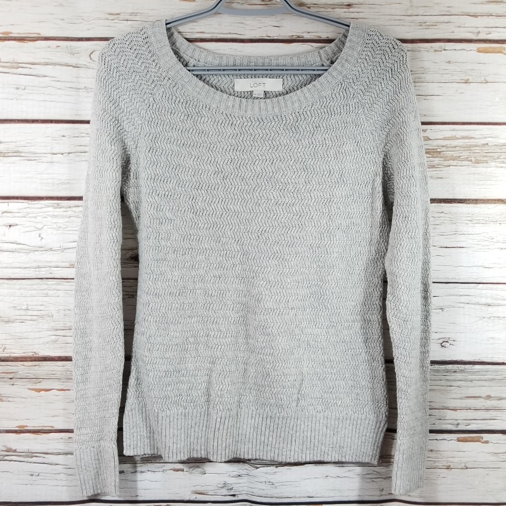 Loft Gray Knit Sweater, size Medium